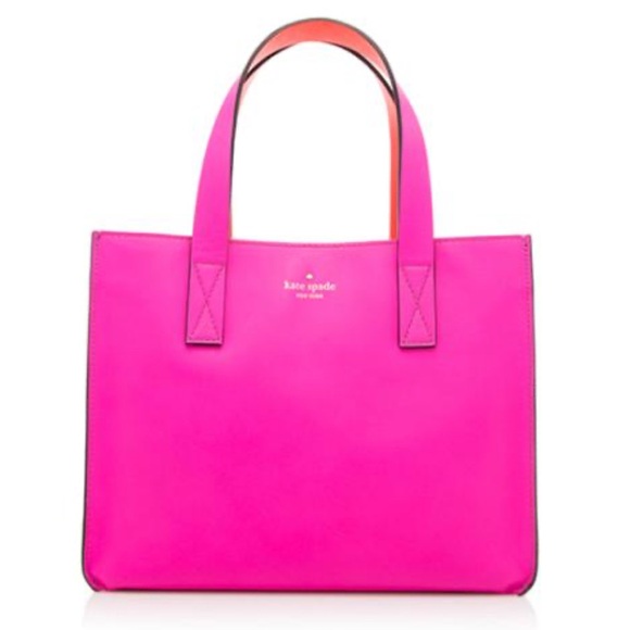 kate spade Handbags - Kate Spade New York Hot Pink Leather Small Tote Bag